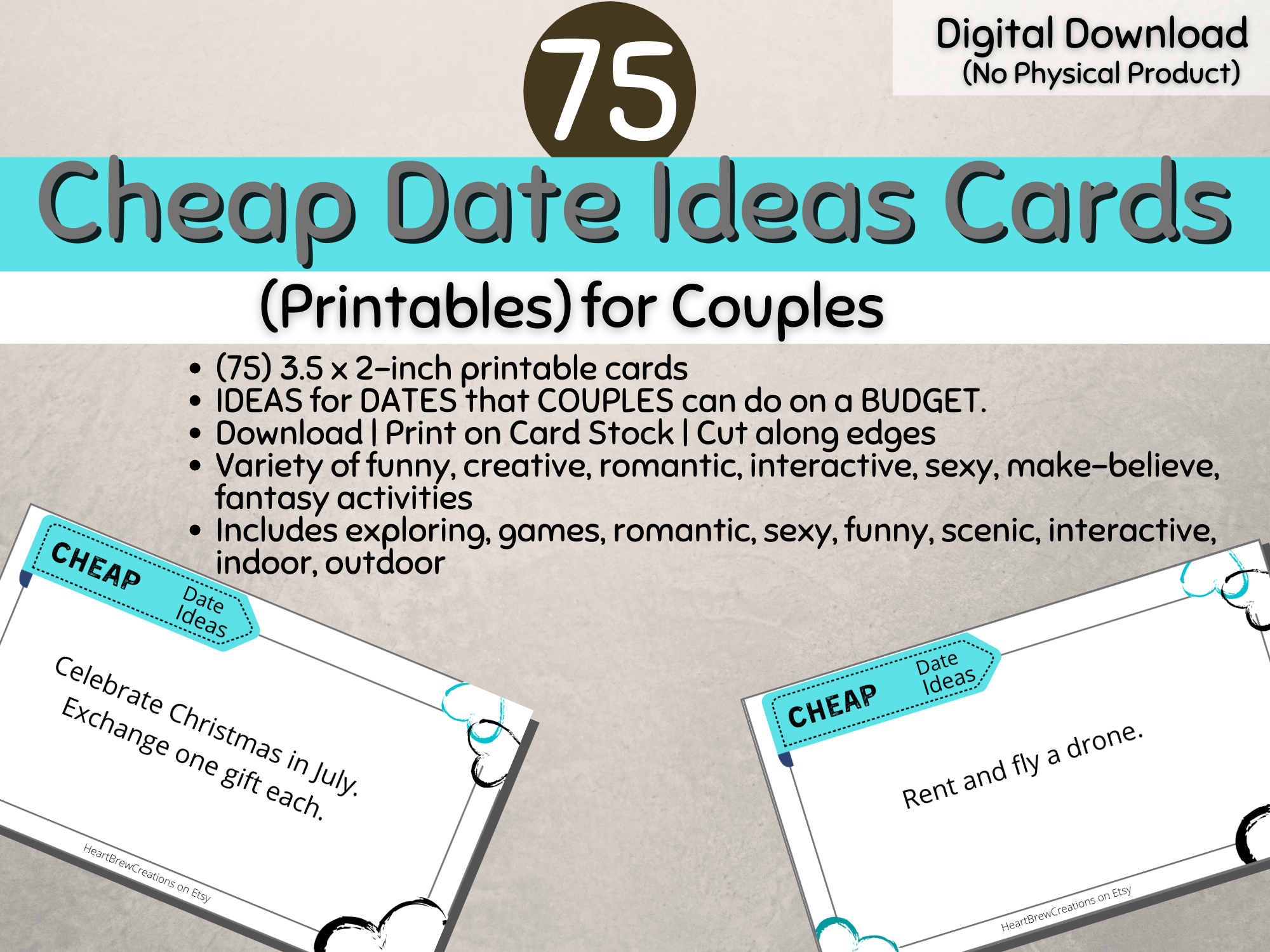 Cheap Date Ideas for Couples- Date Idea Cards PDF