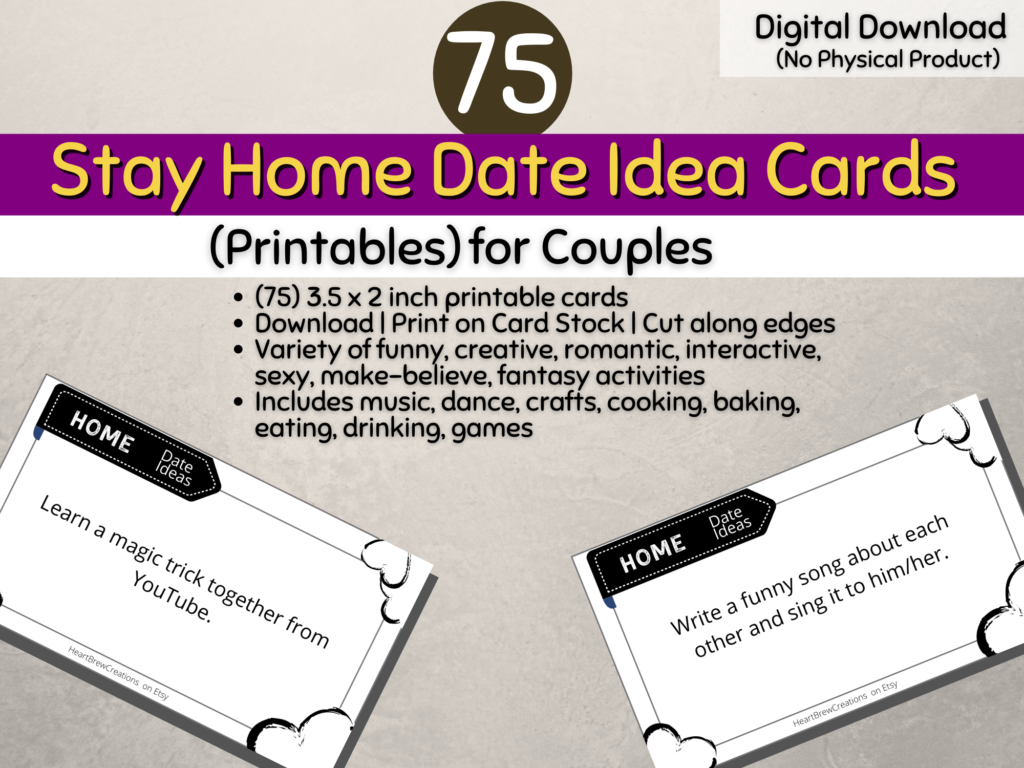 Stay Home Date Ideas Cards